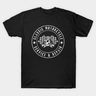 Classic Motorcycle Service & Repair Skull Flags T-Shirt